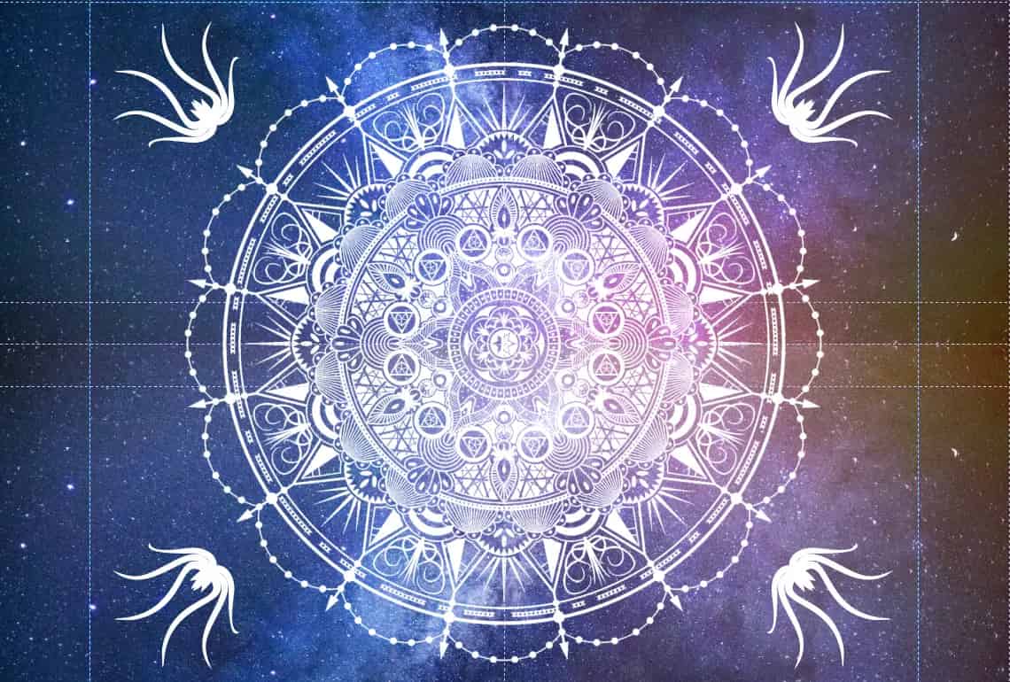 Cosmic mandala design with intricate geometric patterns and mystical elements for noRush wallet collection.