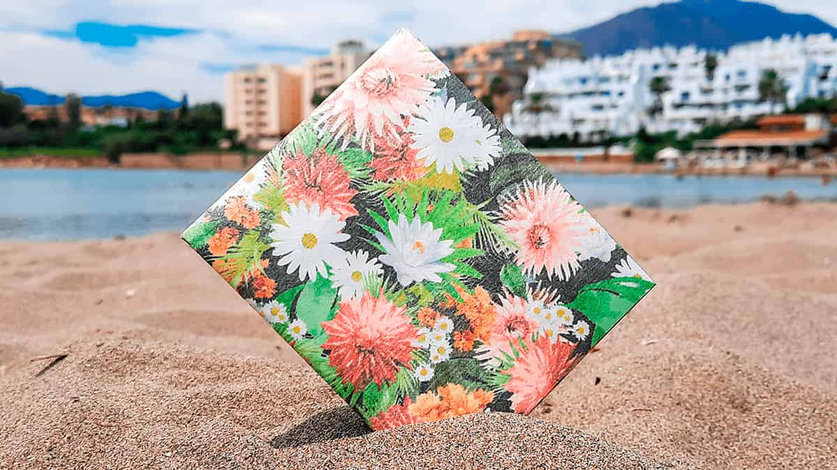 noRush Tyvek® wallet featuring vibrant floral pattern design showcasing ultra-lightweight and durable construction.